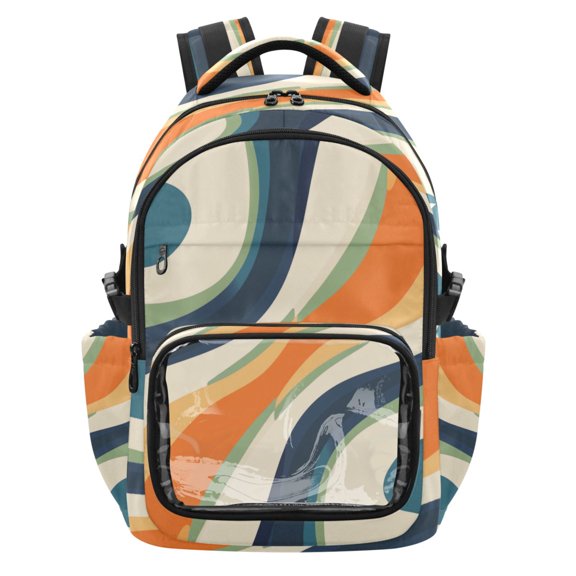 25L PVC Casual Backpack, Waterproof Large Capacity Backpack for Student Commute & Short Trips Colorful Stripes