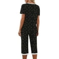 thumbnail image 5 of HUJlwoi Lounge Sets for Women Trendy Graphic Short Sleeve Pjs Sleepwear Pocket Casual Pajama Suit 2 Piece Shirts and Capri Pants Loungewear, 5 of 7