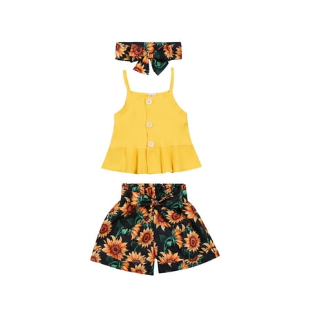 

Douhoow Infant Girls Button Vest Tops+Floral Bowknot Mini Skirts Summer Baby Girls Clothes