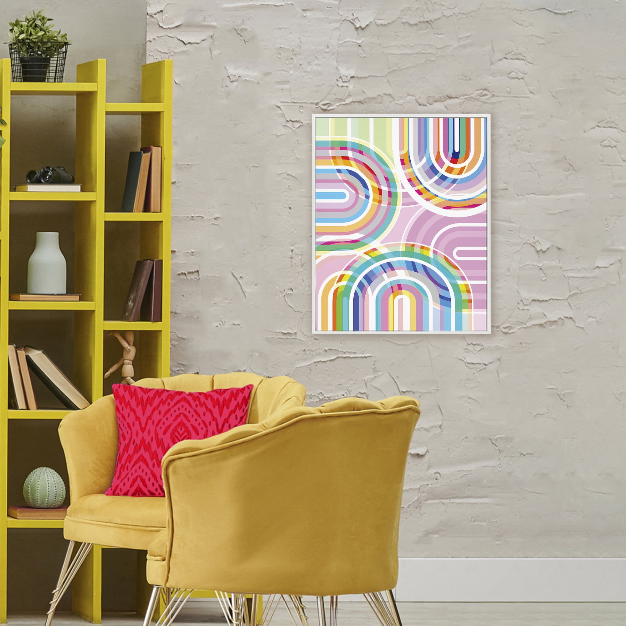 Stupell Industries Bright Playful Rainbow Arches White Framed Giclee Art, design by Amber Sterling