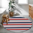 thumbnail image 4 of Minimalist Stripes Round Area Rugs 3 ft, Navy Blue Red Grey Horizontal Stripe Modern Washable Small Area Rug with Non-Slip Sturdy Edge Binding Round Front Door Mat Floor Carpet for Entryway, 4 of 9