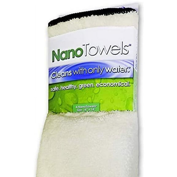 Nano Towels - Vanilla - Amazing Fabric That Cleans Virtually Any Surface With Only Water. No More Paper Towels. Easier and Make Your Home Safer & Healthier 4 Ct