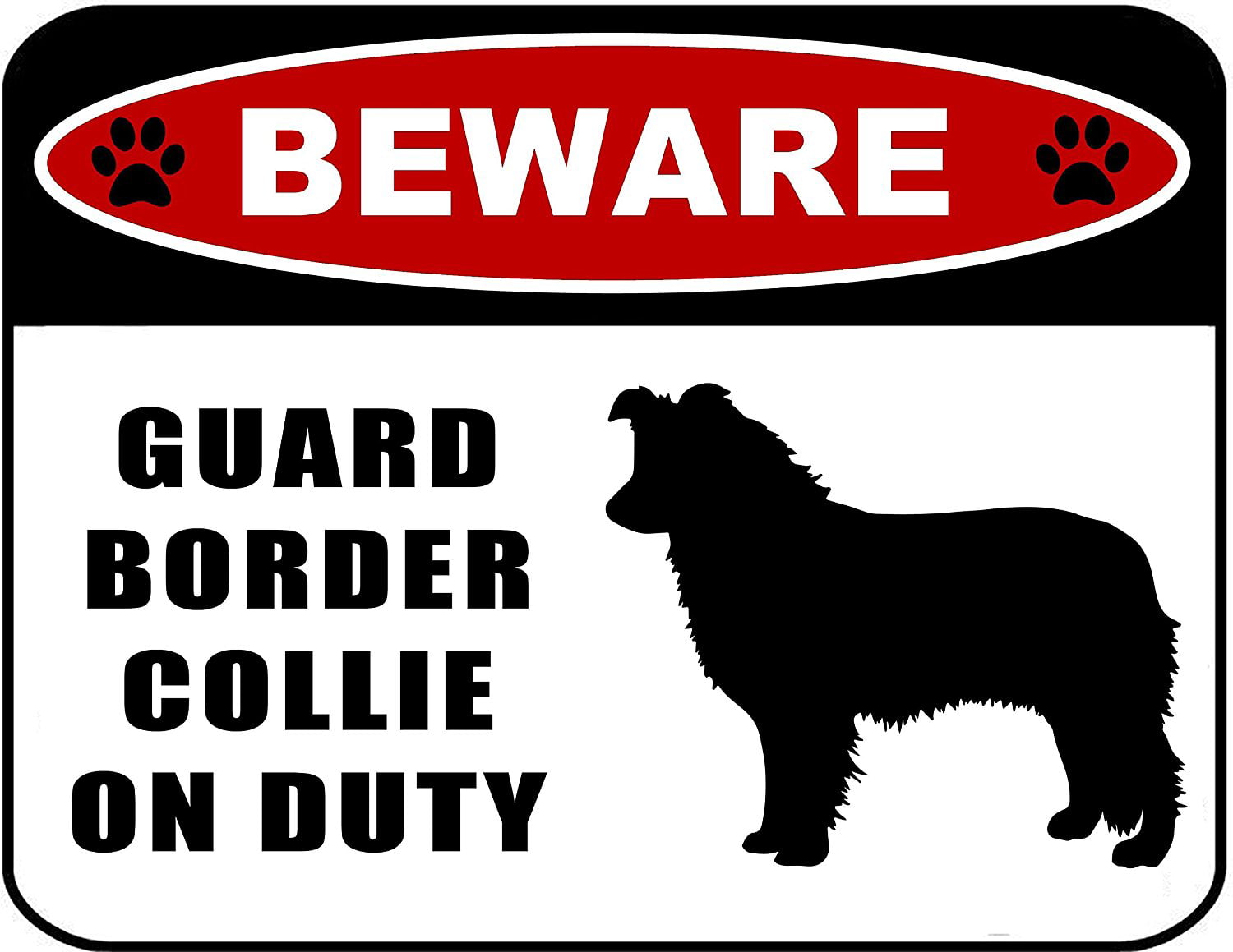 Beware Guard Akita silhouette on Duty 11.5" x 9" Laminated Dog Sign 