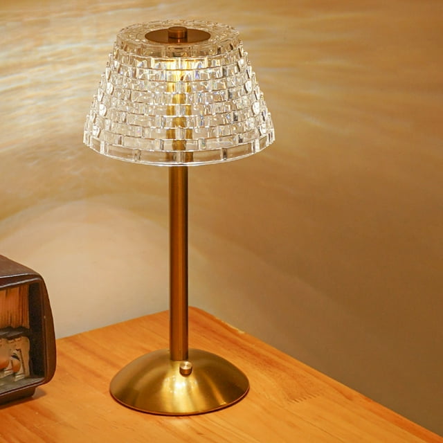 Lámpara de escritorio LED de cristal moderna | Control táctil de 3 colores con luz blanca cálida, natural y fría | Lámpara de mesa acrílica ajustable para dormitorio, oficina y bar | Diseño de carga