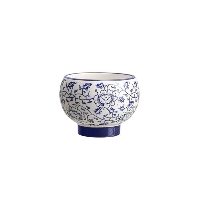 Maceta de cerámica de porcelana azul y blanca de estilo chino, for el hogar, de lujo, for sala de estar, con orquídeas.