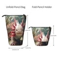 thumbnail image 2 of Xecao Colorful Axolotl Underwater Print Telescopic Pencil Bag Pen Holder Pop Up Stationery Case Stand-up Retractable Transformer Bag Standing Organizer, 2 of 6