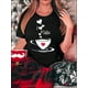 thumbnail image 1 of Camiseta Para Mujer De Verano Con Cuello Redondo Para Mochilero, Viajes, DesplazamientosCreative English Heart Coffee Pattern Printed Women'S Fashionable Round Neck Short Sleeve, Simple Casual Sport, 1 of 7