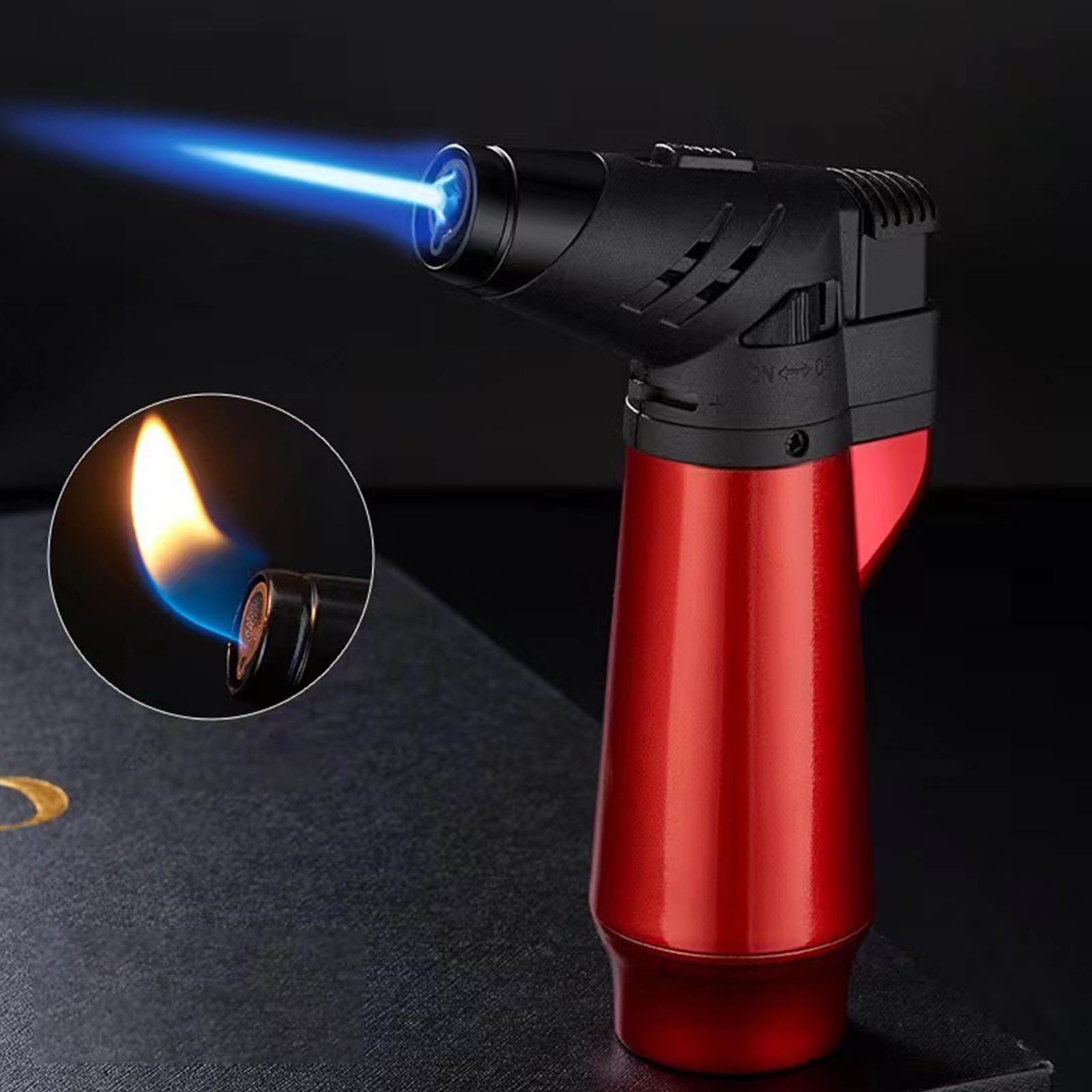 PRINxy Windproof Torch Lighter, Refillable Lighter,Adjust Flame,Used for  Barbecue Kitchen Fireplace Candles Incense Camping Etc(Gas Not Included)  Black 