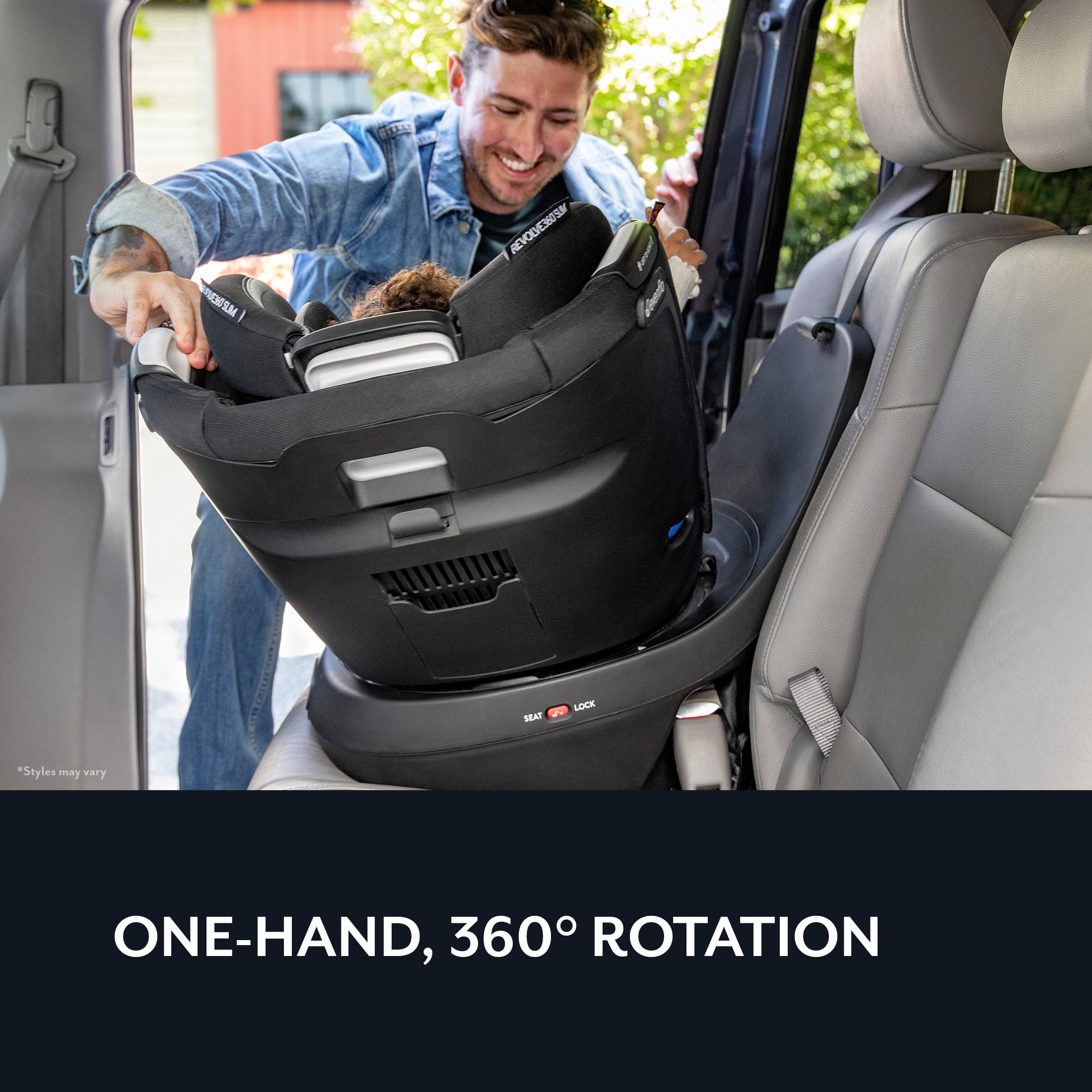Evenflo - Brandclub - Evenflo Revolve360 Slim 2-in-1 Rotating Car Seat with  Quick Clean Cover (Salem Black)