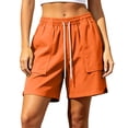thumbnail image 2 of Womens Shorts Womens Lightweight Solid Color Wide Leg Running Shorts Summer Casual Elastic Waist Drawstring Athletic Shorts with Pockets, 2 of 9