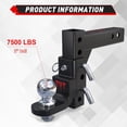 thumbnail image 3 of RONGTUO Adjustable Truck Trailer Hitch, Fits 2.5-Inch Receiver, 6" Drop/Rise, Dual Balls 2" & 2-5/16", 22,000 lbs GTW, 2,200 lbs TW, with Two Pin Locks & Hitch Tightener, 3 of 5