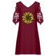 thumbnail image 5 of Vestidos de manga corta con hombros descubiertos y encaje con cuello en V estampado sexy de verano para mujer Fridja bnh5373, 5 of 9