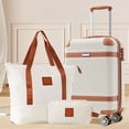 thumbnail image 2 of CQSXDA Lightweight ABS Hardshell Luggage Set 3-Piece, 20 Inch Carry-On Suitcase with TSA Lock Spinner Wheels for Travelers, Cream, 2 of 15