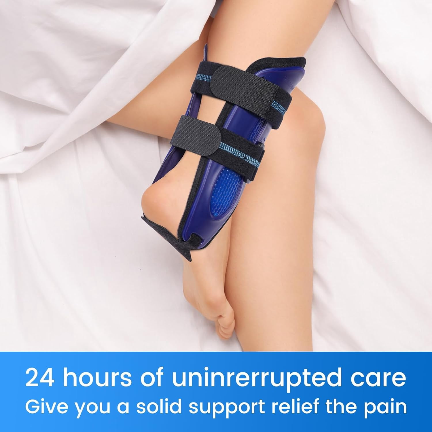 Velpeau Ankle Support Brace for Men & Women, Ankle Stabilizer, Stirrup Splint for Sprains, Tendonitis, Volleyball, Basketball, Sprained Ankle, Reversible Left & Right Foots, One Size(Foam Pad, Blue)