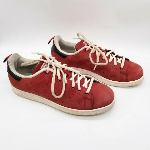 Adi - das Mens Originals Stan Smith B24715 Red Low Top Lace Up Sneaker Shoes Size 7