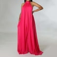 thumbnail image 4 of ZAZYULZ Summer Jumpsuit Women's Sexy Summer Jumpsuit Neck Sleeveless Chiffon Wide Leg Long Pant Jumpsuit Romper(Hot Pink,L), 4 of 8