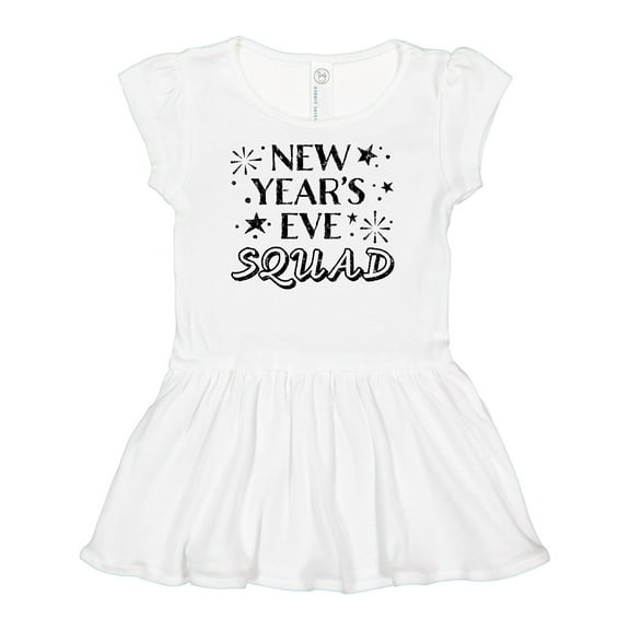 Inktastic New Year's Eve Squad with Stars in Black Girls Baby Dress