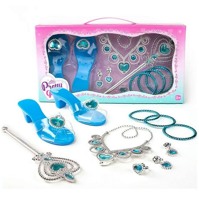 Princess Heels Tiaras and Jewelry Set Toddler Gift for Ages 3,4,5,6 A