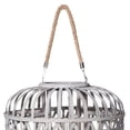 thumbnail image 3 of Benzara Lantern with Removable Rope Hanger and Weaved Design, Gray, 3 of 5