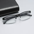 thumbnail image 2 of 8 PK Mens Reading Glasses Spring Hinge - Square Metal Half-Frame - Blue Light Blocker Readers +2.75, 2 of 6
