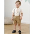 thumbnail image 4 of CARETOO Toddler Boy Clothes Gentleman Outfits Dress Shirt Tie Suspender Shorts Boys Summer 4Pcs Suit, 4 of 15