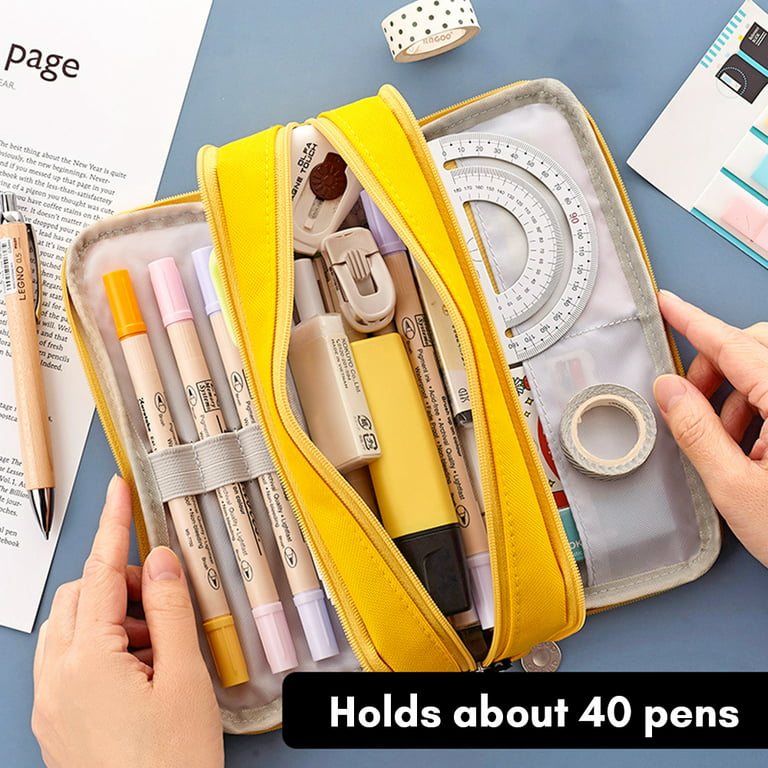 Large Pencil Case Big Capacity Pencil Bag Large Storage Pouch 3  Compartments Pen Case for Teen Boys Girls School Students