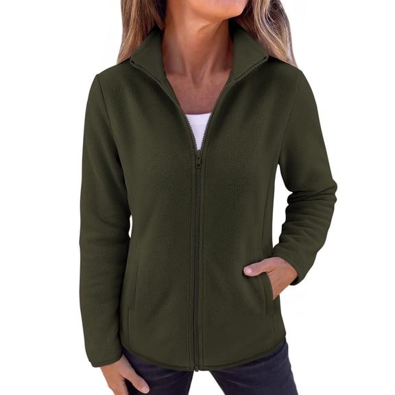 Zeagoo Fleece Jacket for Women Long Sleeve Lightweight Full Zip Up Coat with Pockets Fall Outwear