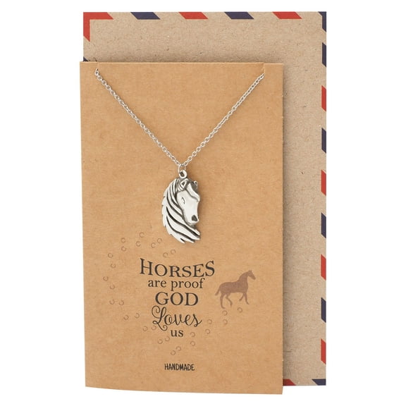 Quan Jewelry Faith Reminder Horse Necklace for Women, Animal Pendant with Inspirational Quote
