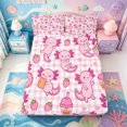 thumbnail image 5 of Manfei Animal Axolotl King Sheets,Cartoon Salamander Bedding,4-Piece,1 Flat Sheet,1 Fitted Sheet and 2 Pillowcases, 5 of 6