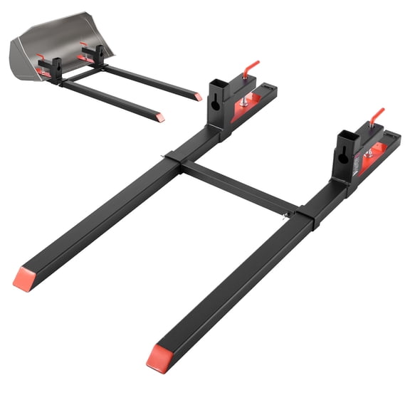 VEVOR Pallet Forks, 2000 lbs Clamp on Pallet Forks, 60-Inch Total Length Heavy-Duty Tractor Fork with Adjustable Stabilizer Bar for Tractor Attachments, Loader Bucket, and Skid Steer, Black