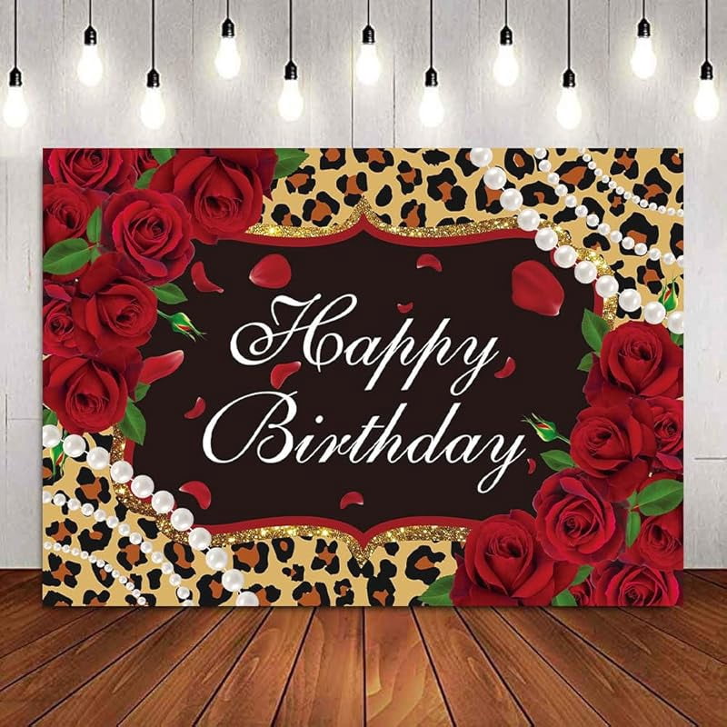 Fotohintergrund Leopardenmuster Mit Rosen – 2,1x1,5 M Für Geburtstagsfotos, Party, Frauen- & Mädchen-Events