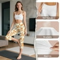 thumbnail image 7 of SCRAWLGOD Cat Paw Heart Beige Women's High Waisted Capri Leggings with Pockets - Slim Yoga Pants for Running Cycling Workout - Workout Yoga Leggings Tummy Control, L, 7 of 7