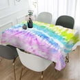 thumbnail image 2 of Tablecloth Rainbow Tie Dye Table Cloth Rectangle Table 60 x 84 Inch Distorted Watercolor Bright Pattern Vibrant Kitchen Decorations for Home Dinner Party, 2 of 6