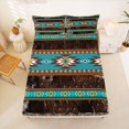 thumbnail image 5 of jejeloiu Southwestern Geometric Bed Sheets,Cowhide Pattern Full Size Sheets For Boys,Turquoise Brown,4 Pieces,1 Flat Sheet, 1 Fitted Sheet and 2 Pillowcases, 5 of 6