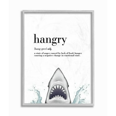 Stupell Industries Hangry Definition Shark Animal Drawing Word Design Framed Wall Art by Ziwei Li