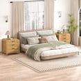 thumbnail image 2 of Wood Nightstand with 3 Storage Drawer, 21" Wide Night Stand with Curved Profile Design, Bedside End Table for Bedroom, Living Room, Closet (1, Natural Oak, 3 Drawer), 2 of 9