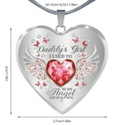 LBECLEY Rose Chain Keepsake Necklace Angelss Wingsss Daughter for Dad Heart Memorial Daddy' Wing Necklace Dad Angelss Drop and Jewelry Angelss Heart Daughter Necklaces & Pendants Heart Necklace A