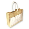 thumbnail image 5 of Vintage Style Jute with Cotton Pocket Reusable Large Tote Grocery Shopping Bag -Natural Color, 5 of 5