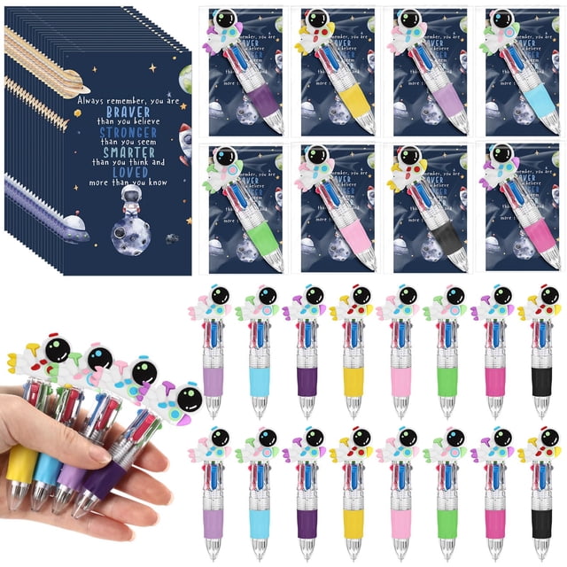 Juego de 24 bolígrafos multicolores 4 en 1 Sayglossy Space Astronaut