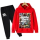 thumbnail image 3 of Conjunto de 2 piezas de sudaderas con capucha y pantalones largos de dibujos animados para niños, juego de Gta 5, ropa para niños de 4 a 14 años, chándal de otoño, 3 of 5