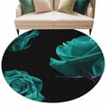 thumbnail image 2 of Round Area Rugs Collection 7 Ft, Teal Blue Rose Non-Slip Residential Carpet, Vintage Abstract Garden Flower Floral Black Indoor Crawling Mats Runner Rugs for Living Room/Dining Room/Bedroom, 2 of 8
