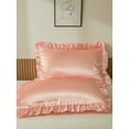 thumbnail image 2 of MOVE OVER Pink Ruffle Pillowcases Queen, Silky Satin Girls Pillow Cover Set of 2, Luxury Satin Ruffle Pattern, 2 Pack, 2 of 8