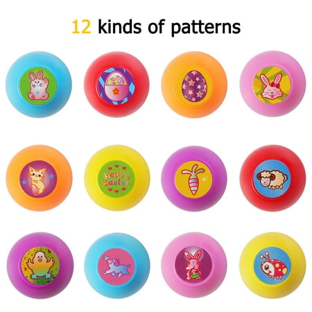 - 12Pcs Multicolor Egg Stampers Toy for Easter Eggs Hunt Game Multicolor