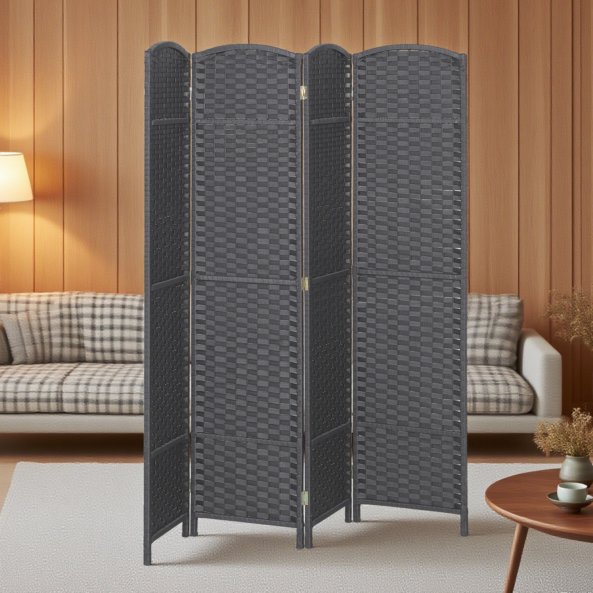 HOMCOM 4 Panel Room Divider Freestanding Folding Privacy Screen, Gray