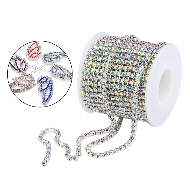 1 rollo, 10 yardas, 3MM, cadena de cierre de de imitación de cristal para manualidades de costura, decoración DIY, joyería, cadena de crista Color AB Baoblaze cadena de diamantes de imitación
