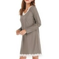 thumbnail image 4 of DJskiyers Nightgowns for Women Long Sleeve Sleepdress Lace Trim Night Gowns Comfy Night Dress Soft Fall Pjs T Shirt Dress, 4 of 5