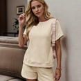 thumbnail image 4 of Riforla Tankaneo Womens Loungewear Set Short Sleeve Tops and Shorts 2 Piece Outfits Matching Pajama Set with Pockets Elegant Women's Sets Beige L, 4 of 6