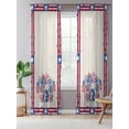 thumbnail image 5 of Sheer Curtains 84 Inches Long, Independence Day Semi Sheer Curtains Light Filtering Window Treatment, Red Blue Flowers Patriotic Star Stripes Privacy Voile Drapes for Living Room Bedroom 52x84 Inch, 5 of 7