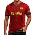 thumbnail image 4 of XAOFW Spain Soccer Shirt For Men Short Sleeve V Neck Tees Spain Flag Printed Soccer T Shirts Casual Summer Mens Workout Shirts L, 4 of 4