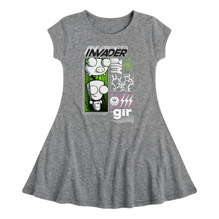 

Invader ZIM - GIR Holding a Pig in the Air - Toddler And Youth Girls Fit And Flare Dress